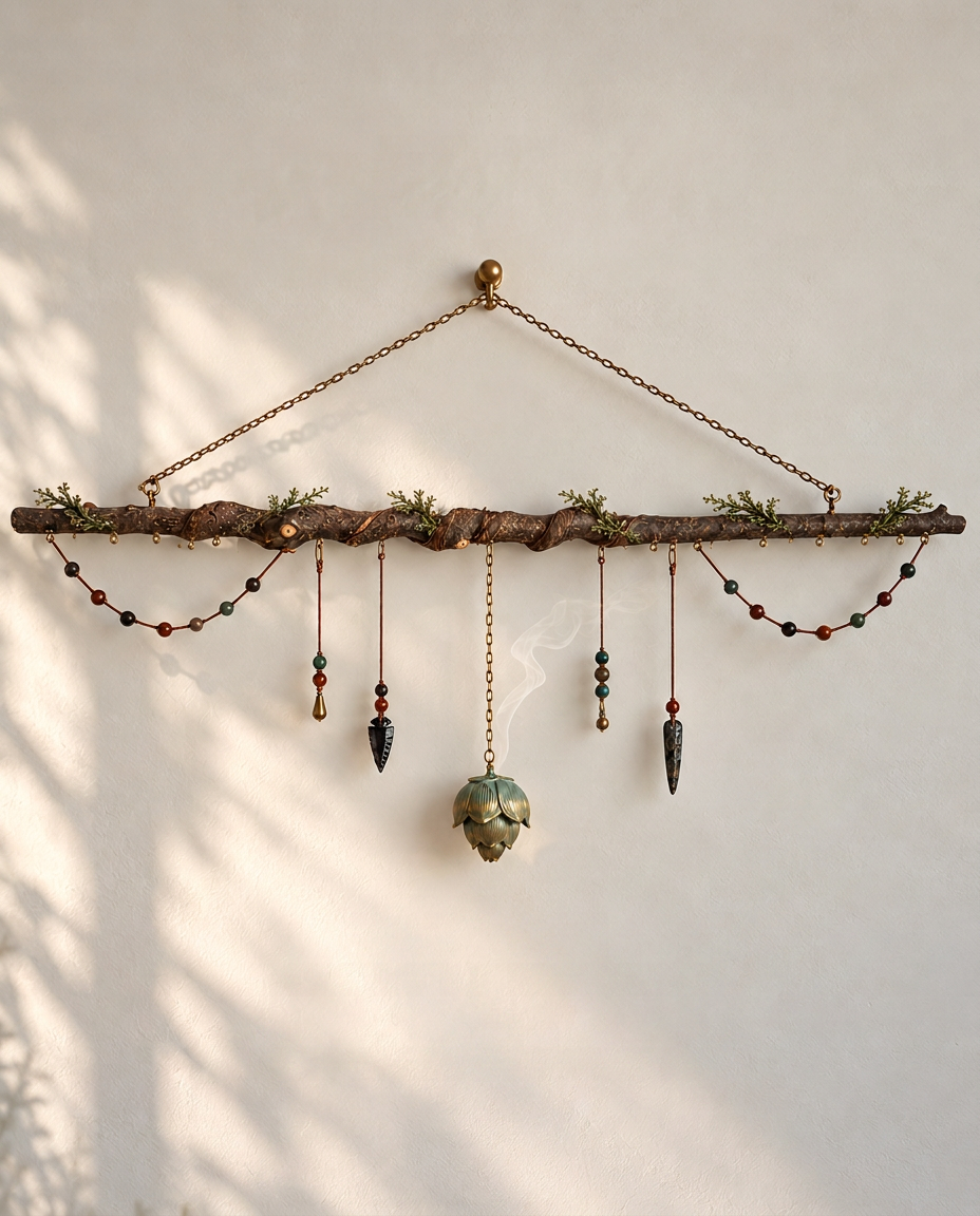 The Ember & Lotus Altar Branch — A 58" branch that turns lighting incense into a small daily ritual.